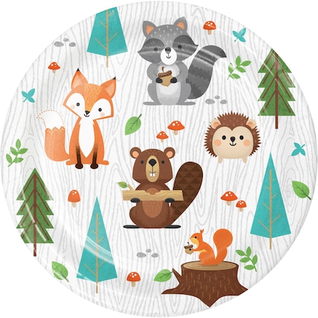 Creative Converting Wild One Woodland Animals Dessert Plates, 7", 96PK 343950